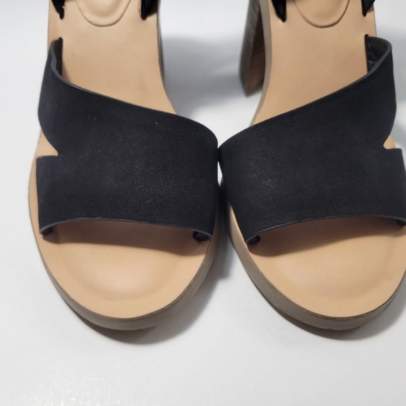 Gianni Bini Marilane Leather Asymmetrical Wooden Block Heels Women's Size 5M - Picture 9 of 11